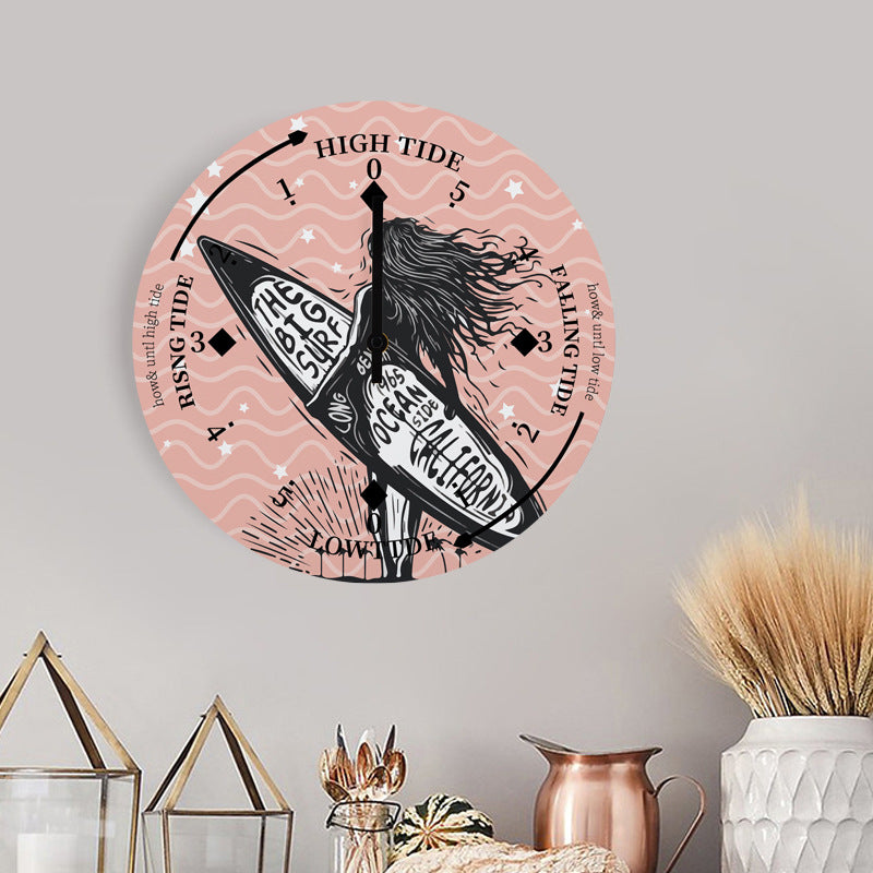 Wooden Tidal Clock Living Room Bedroom Dining Simple.